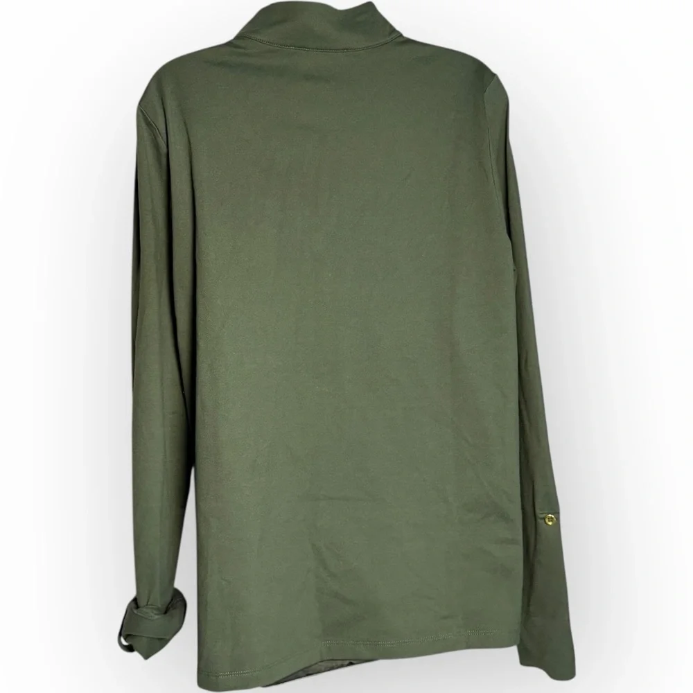 AmberNoon II SunSavy UPF50‎ Asymmetric Zip Pullover Top Dark Green Women's Large